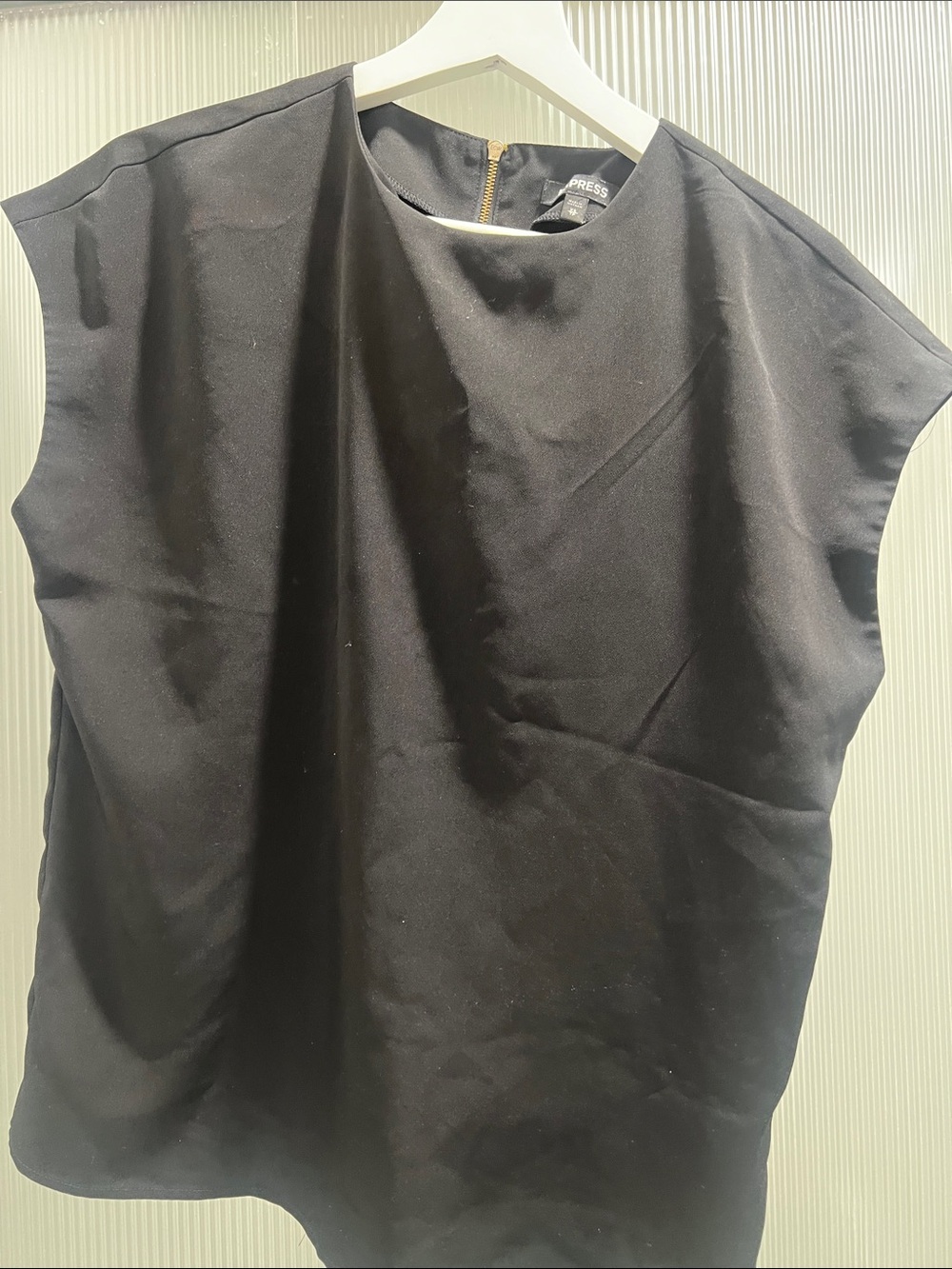 Express Black Cap-Sleeve Shell Blouse